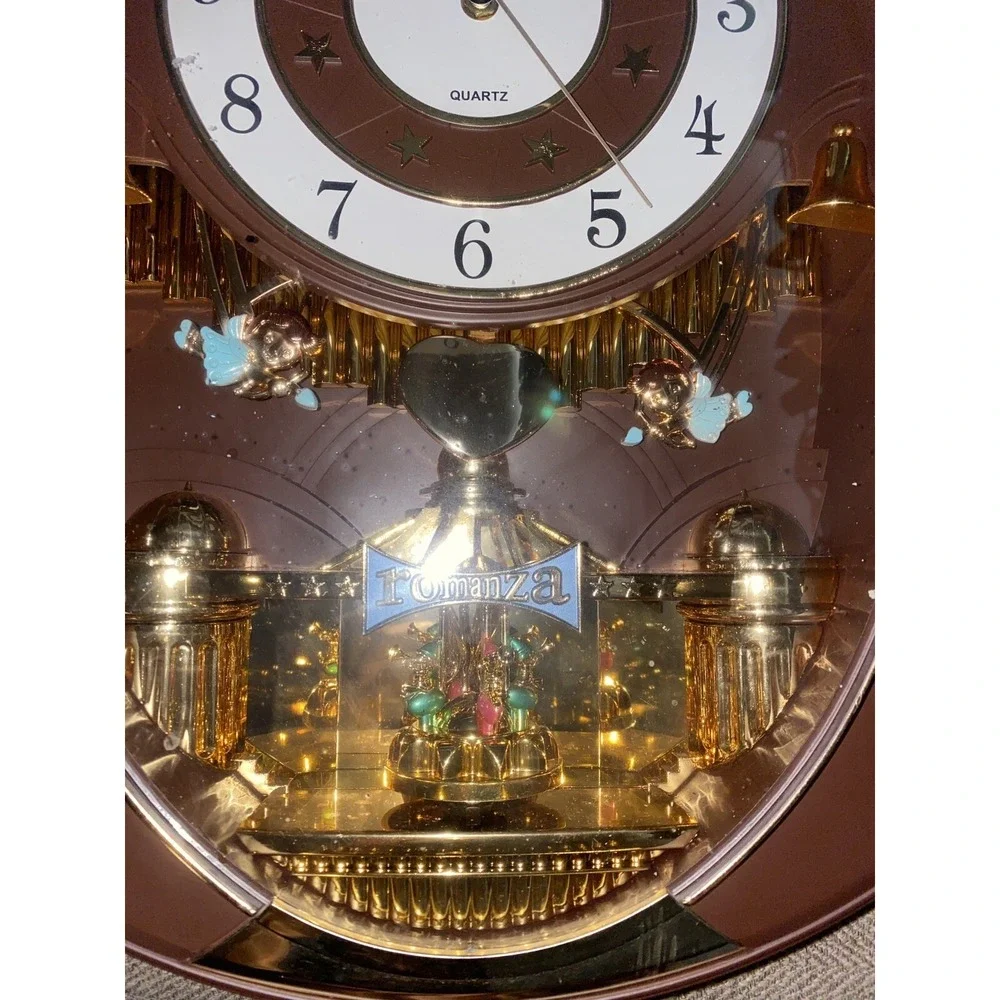 Vintage Aricays Romanza Musical Quartz Wall Clock Angels Cupid Please Read!‎